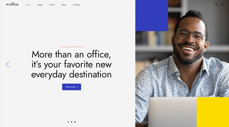 10 최고의 밝은 노란색 WordPress 테마 4 MultiOffice blue WordPress theme