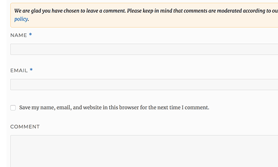 Come dare uno stile al modulo dei commenti di WordPress