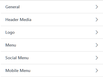 Configurações do personalizador de cabeçalho Header Customizer settings