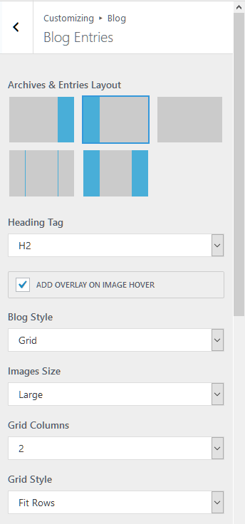 Opções de layout do blog Blog layout options