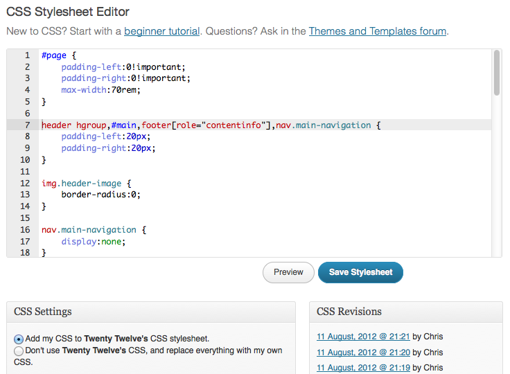 Editor CSS integrato di Jetpack. Jetpack’s built-in CSS editor.