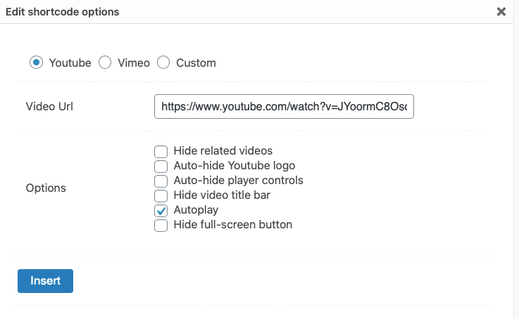 Verwenden Sie Shortcodes, die responsives Video unterstützen