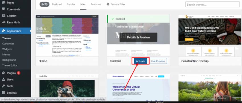 Aktifkan Tema WordPress