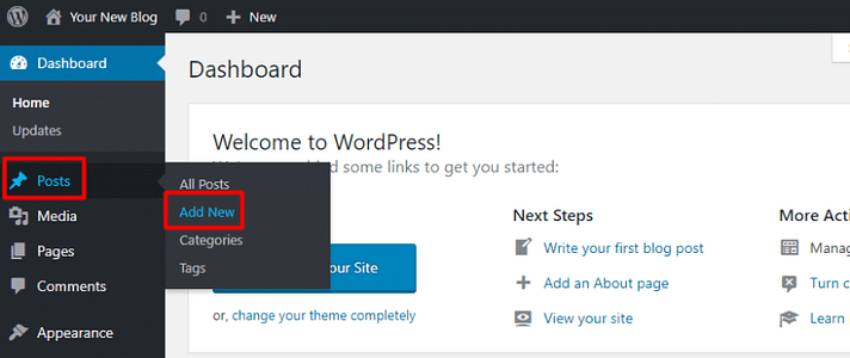 Opsi Buat Posting Dasbor WordPress