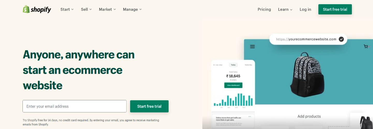 Pembuat Situs Web E-niaga Shopify