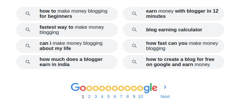 お金を稼ぐブログに関連するGoogle検索