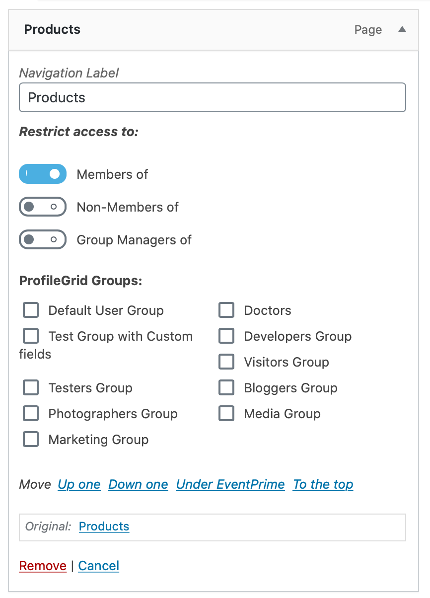 WordPress 菜單限制設置