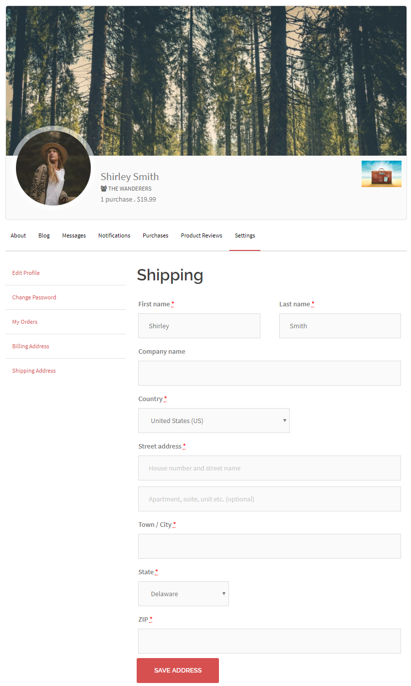 woocommerce 用戶資料收貨地址