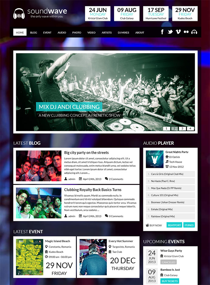 SoundWave - Le thème WordPress Music Vibe