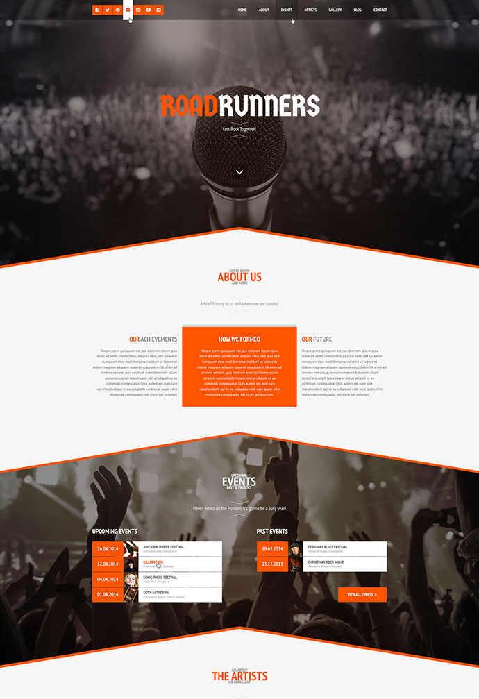 RoadRunners - Un thème WordPress musical d'une page