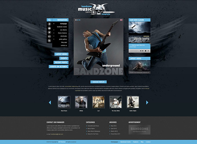 Bandzone : Thème WordPress réalisé par des Musiciens