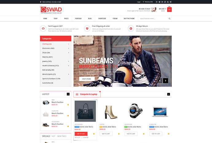 Responsywny motyw online Supermarket - Oswad