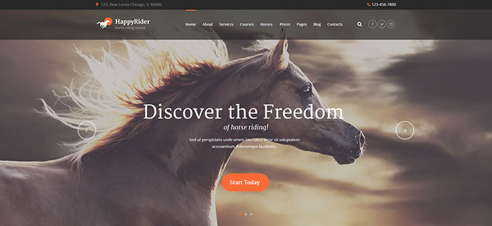 Happy Rider — motyw WordPress Szkoła jeździectwa