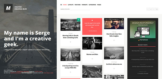 MaxiOne - ธีม WordPress บล็อกส่วนตัวที่สร้างสรรค์