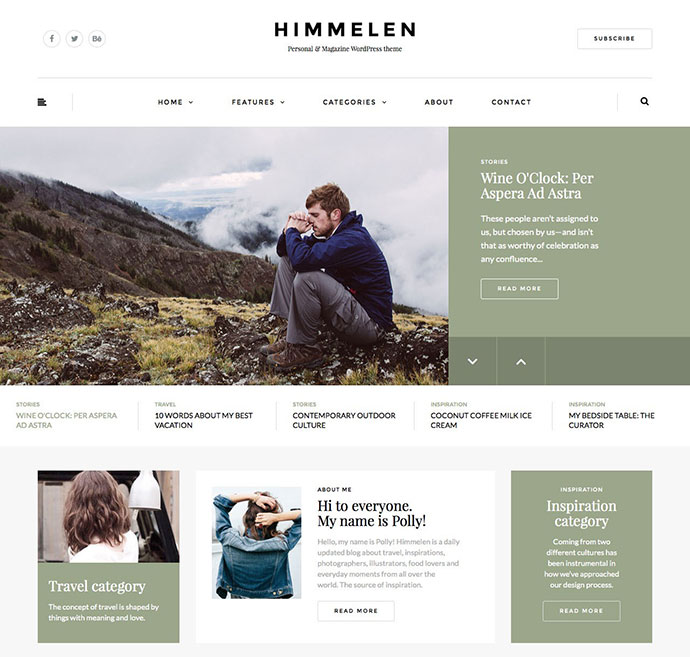 Himmelen - ธีมบล็อก WordPress ส่วนบุคคล