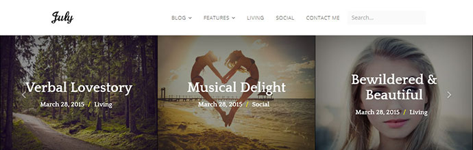 กรกฎาคม | ธีมบล็อก WordPress ที่เรียบง่ายและสง่างาม