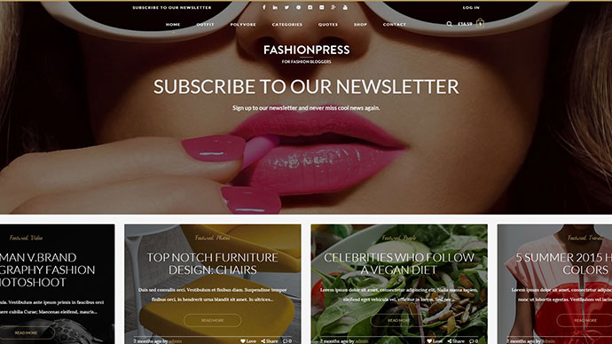 FashionPress WordPress Theme สำหรับบล็อกเกอร์แฟชั่น