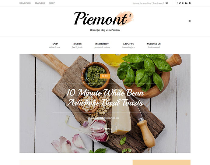 Piemont - ธีมบล็อก WordPress แบบตอบสนองระดับพรีเมียม