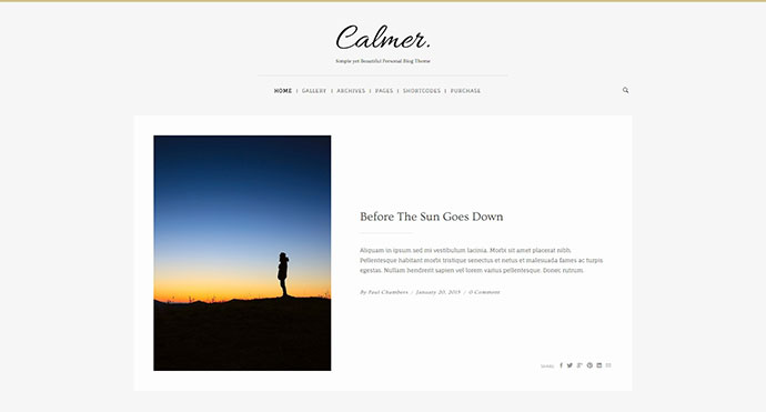 Calmer - ธีมบล็อกส่วนตัวที่ตอบสนอง