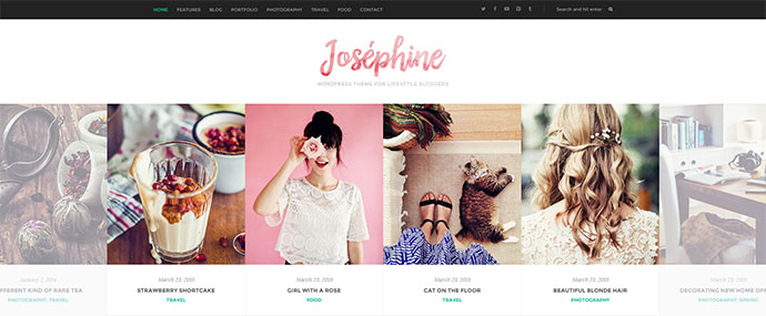 Josephine - ธีม WordPress สำหรับบล็อกเกอร์ไลฟ์สไตล์