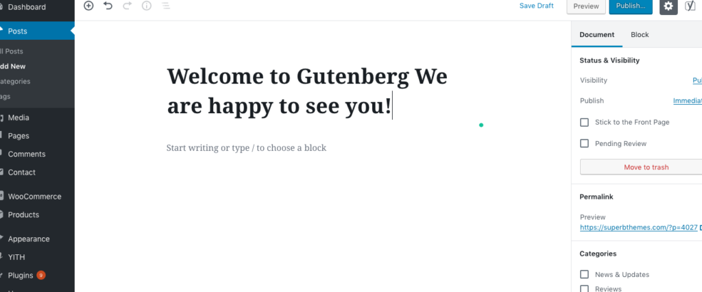 WordPress-Gutenberg-bienvenido
