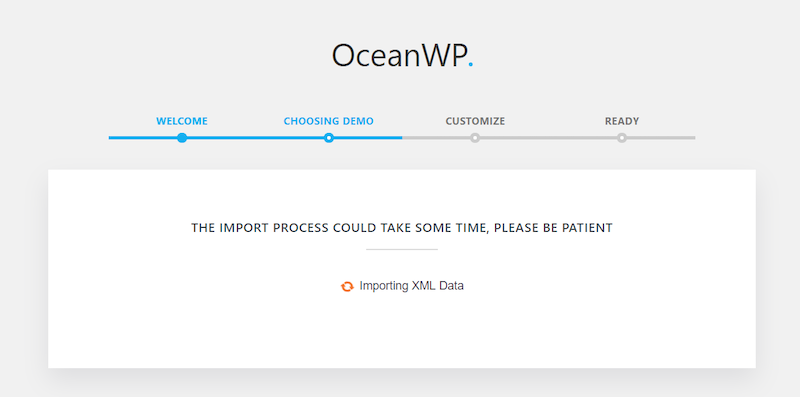 oceanwpデモコンテンツをインポートする
