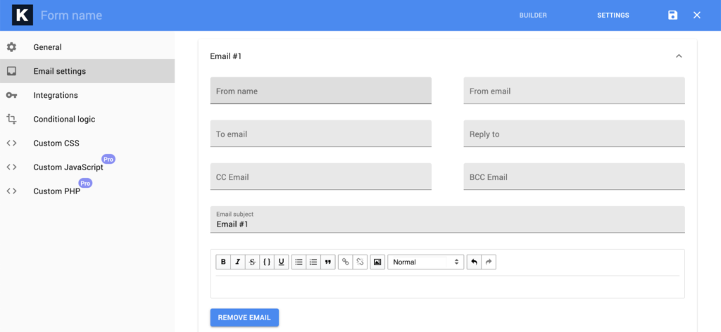 Kali Forms - Notifications de formulaire et gestion des soumissions