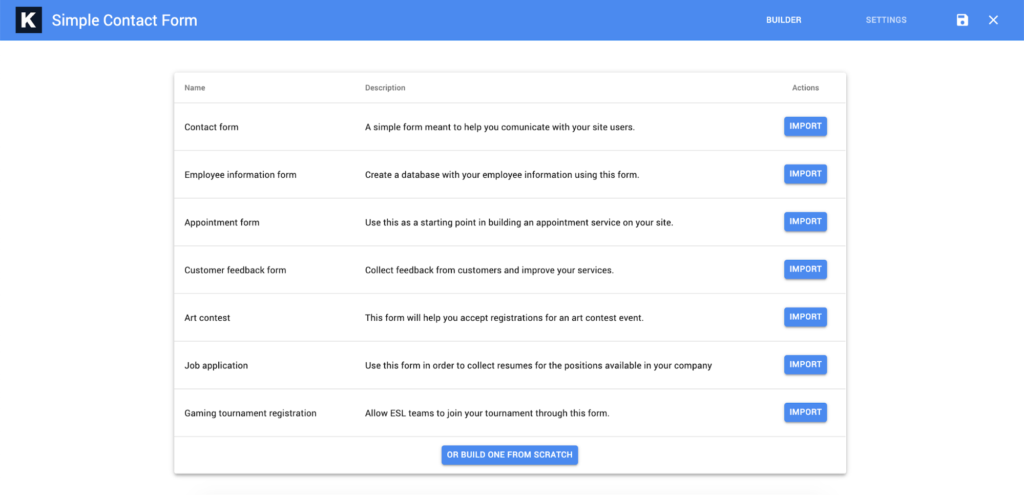 Kali Forms - formulaires de contact simples