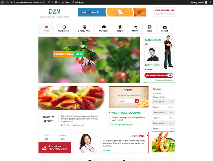 Dieta i odżywianie Centrum zdrowia – motyw Wordpress