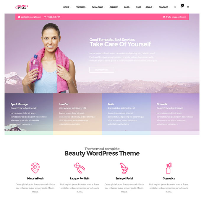 ER BeautyPress Beauty Spa Motyw WordPress