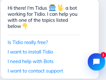 demostración del bot de chat tidio
