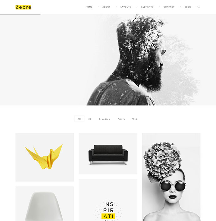 Zebre — motyw WP Minimal, Agencja i Porfolio