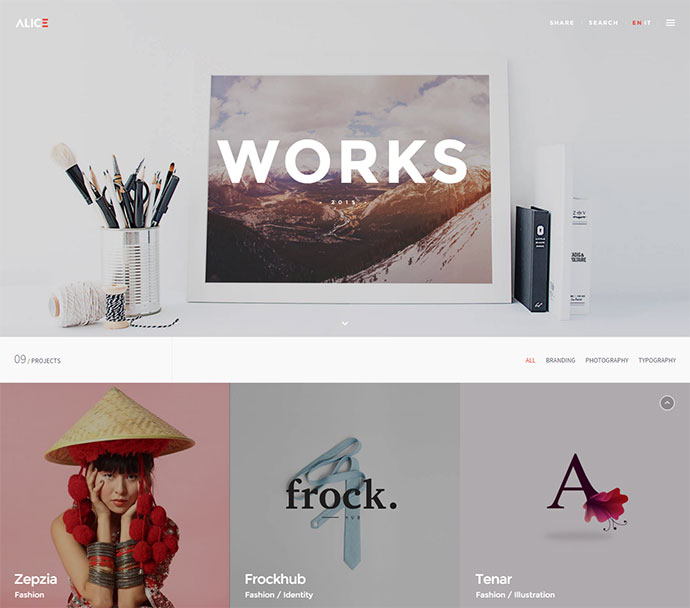 Alice - motyw portfolio dla agencji i freelance