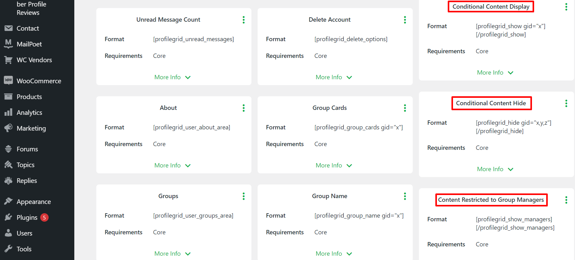 Contenu réservé aux gestionnaires de groupe