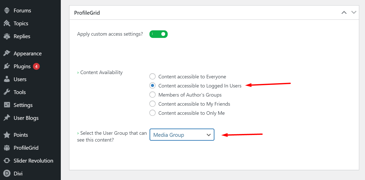 Contenu accessible aux utilisateurs connectés