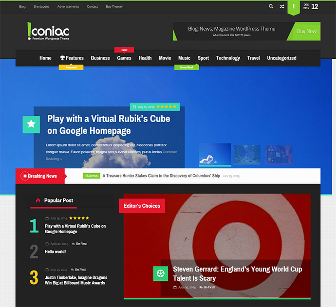 Flaches Blog-Magazin-WordPress-Theme