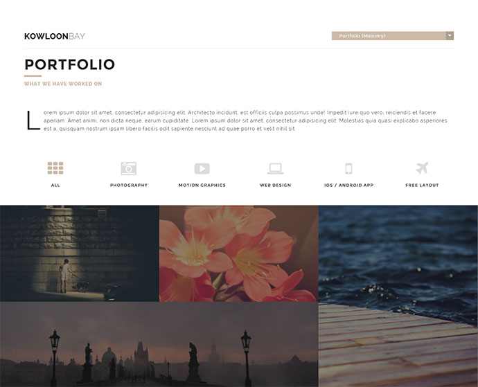 KowloonBay - Portfólio de várias páginas / Tema WP do blog