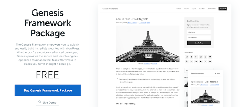 jak pobrać motyw wordpress genesis framework za darmo?