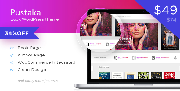E-ticaret siteleri için pustaka wordpress teması