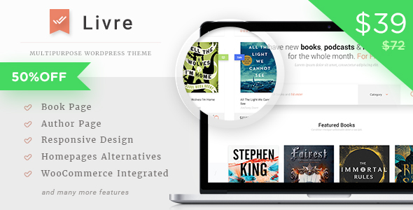 e-Ticaret web siteleri için livre wordpress teması
