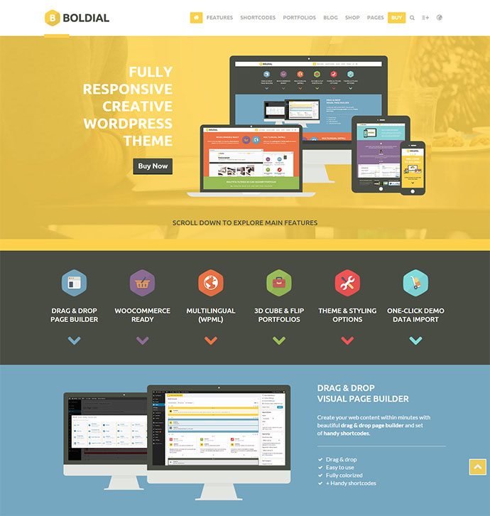 Boldial WP - Flaches kreatives Thema mit 3D-Portfolio