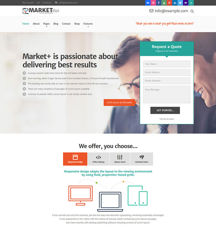 Responsives WordPress-Thema von Marketplus Marketing