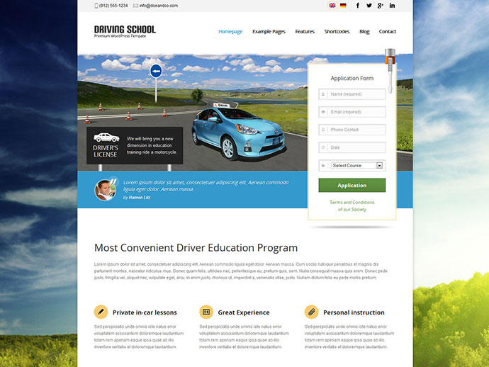 Fahrschule WordPress Theme für kleine Unternehmen