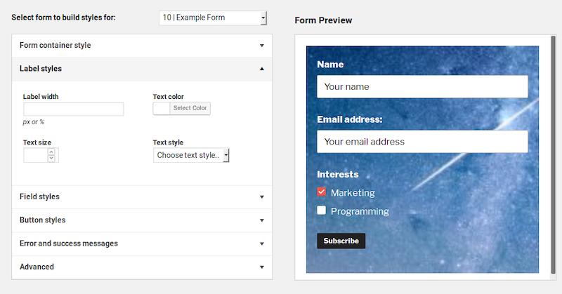 Mailchimp untuk antarmuka WordPress