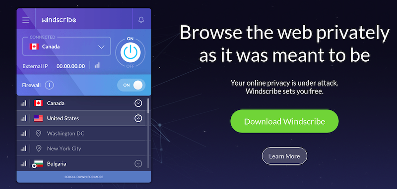 Windscribe VPN สำหรับ Windows