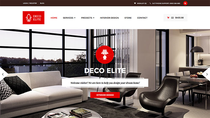 Deco Elite - тема электронной коммерции для дизайна интерьера