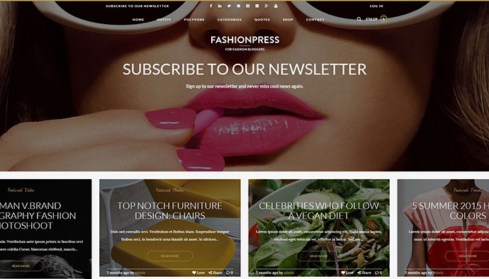 FashionPress — тема WordPress для модных блоггеров — адаптивный и креативный шаблон блога