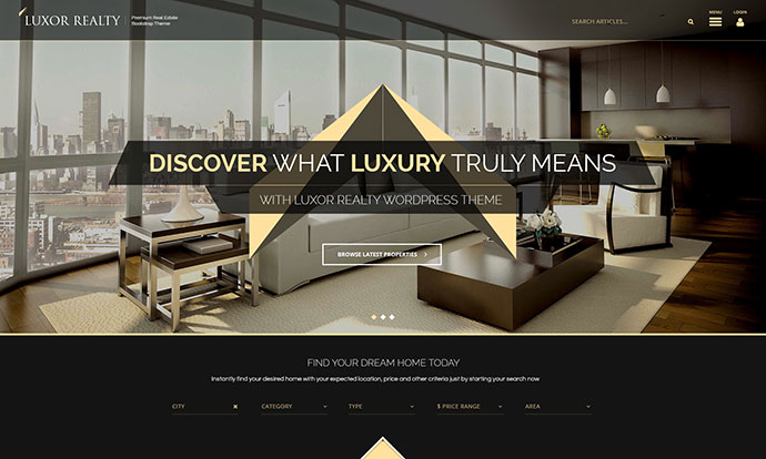 LUXOR Отзывчивая тема WordPress о недвижимости
