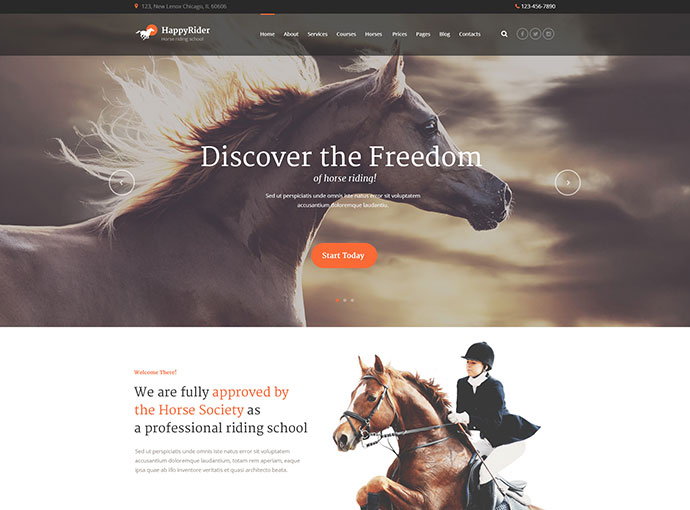 Happy Rider - тема WordPress для школы верховой езды