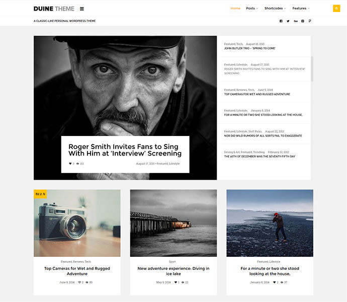 Duine — адаптивная тема блога WordPress
